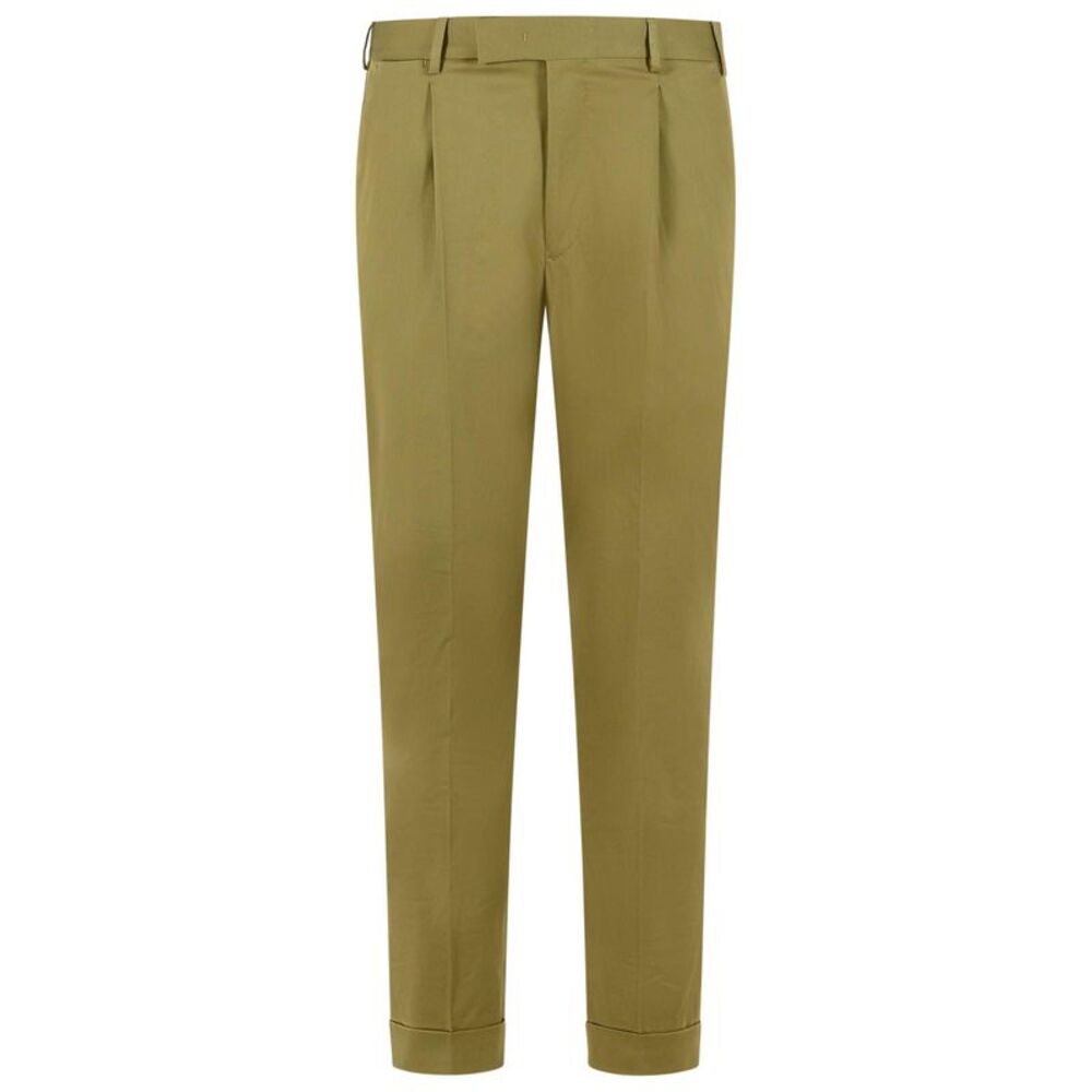 Pt01 'Rebel' Green Stretch Cotton Pants Men
